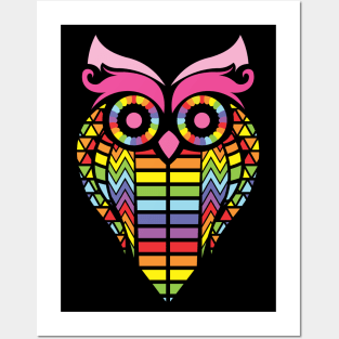 Rainbow Owl Posters and Art